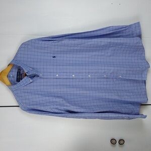 Ralph Lauren Mens Blue Plaid Pony Button Down Dress Shirt  New! Sz.XXL